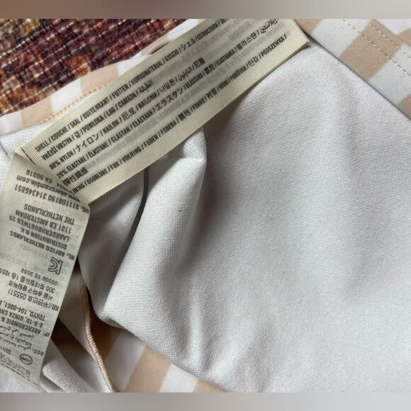 Hollister Swim Striped Beige and White ruffle bottom detail Bikini top - Picture 6 of 7